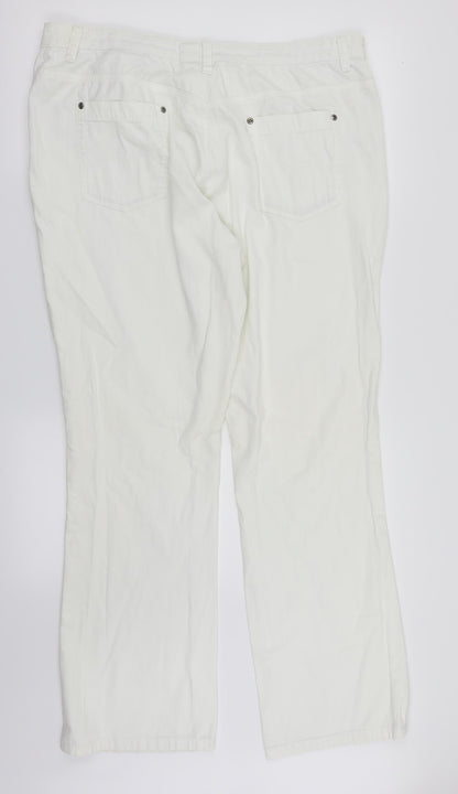 Womens UK Size 18 Papaya Regular Fit Straight White Jeans