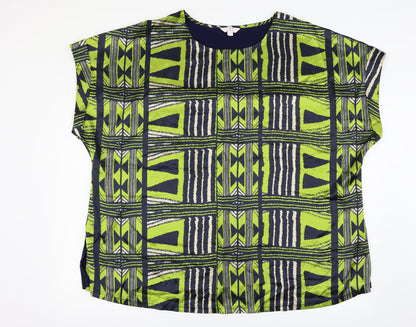 Juliper Womens Green Geometric  Basic Blouse Size 30