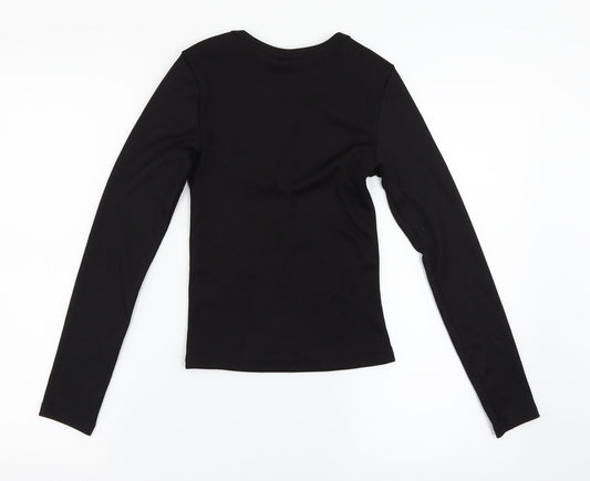 Womens UK Size XS H&M Black Basic T-Shirt