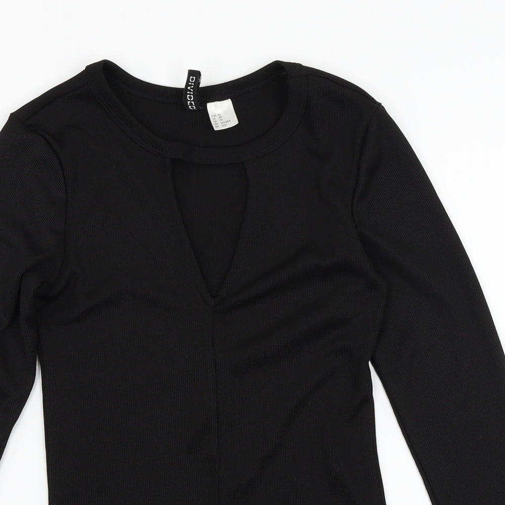 Womens UK Size XS H&M Black Basic T-Shirt