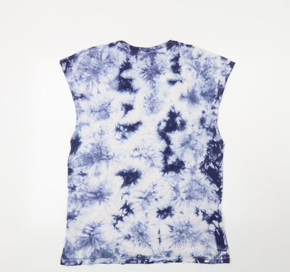 FOREVER 21 Womens Blue Geometric  Basic T-Shirt Size S