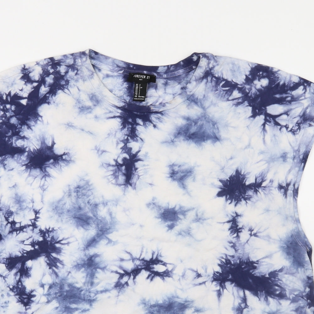 FOREVER 21 Womens Blue Geometric  Basic T-Shirt Size S