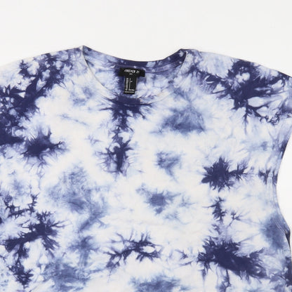 FOREVER 21 Womens Blue Geometric  Basic T-Shirt Size S