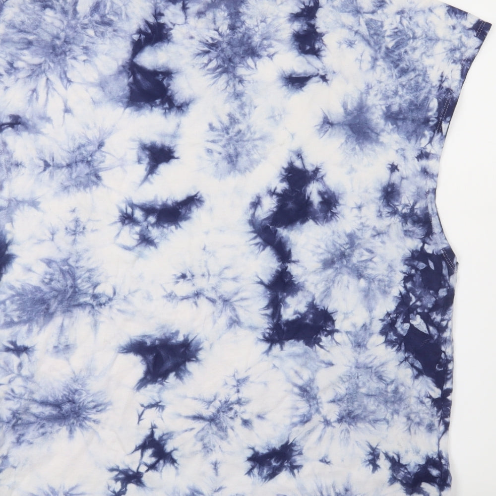 FOREVER 21 Womens Blue Geometric  Basic T-Shirt Size S