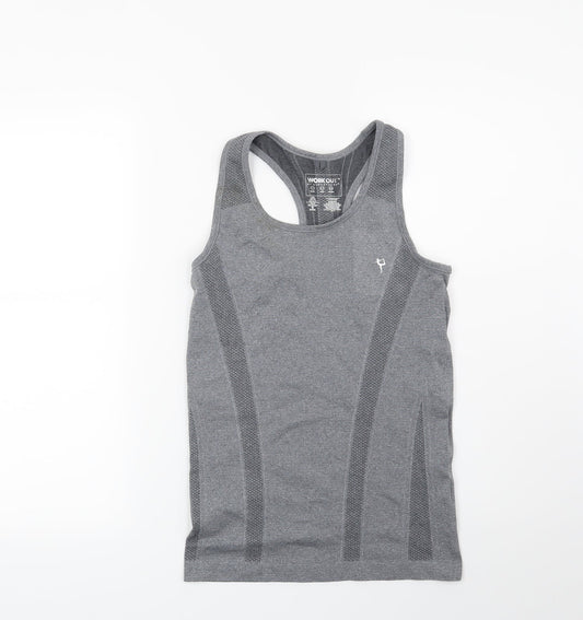Womens UK Size 10 Workout Grey Basic T-Shirt