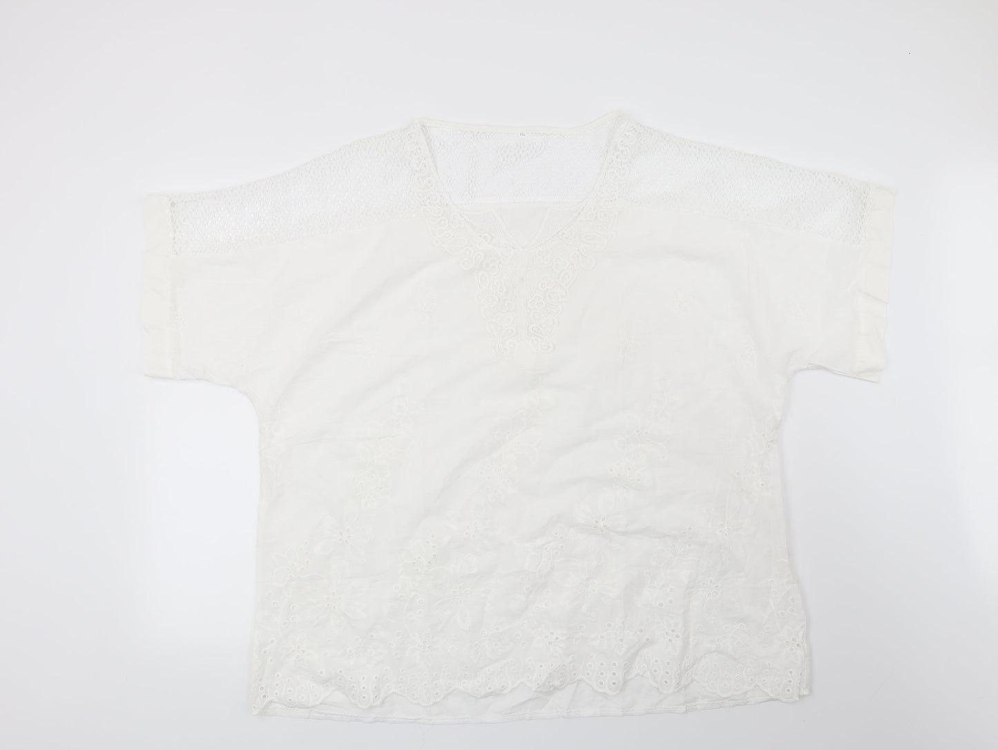 Womens UK Size 2XL Preworn White Basic Blouse