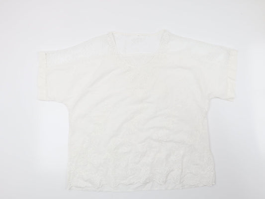 Womens UK Size 2XL Preworn White Basic Blouse