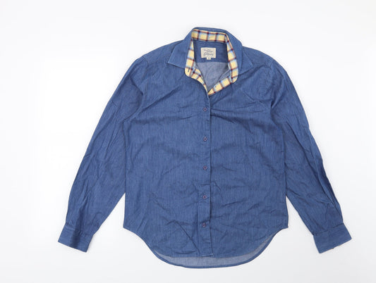 Mens UK Size S Preworn Blue  Button-Up Long Sleeve Casual Shirt