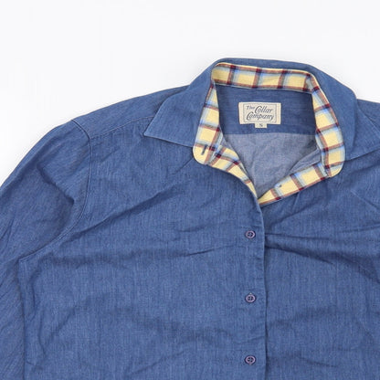 Mens UK Size S Preworn Blue  Button-Up Long Sleeve Casual Shirt