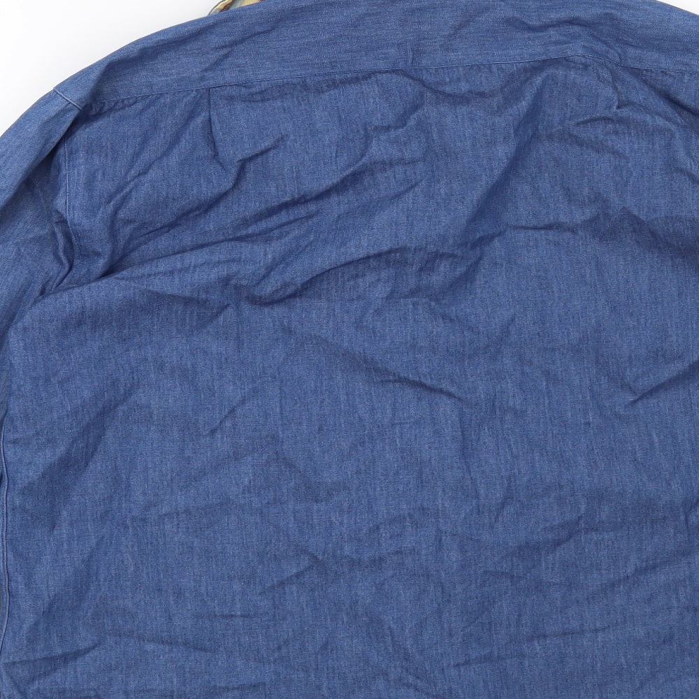 Mens UK Size S Preworn Blue  Button-Up Long Sleeve Casual Shirt