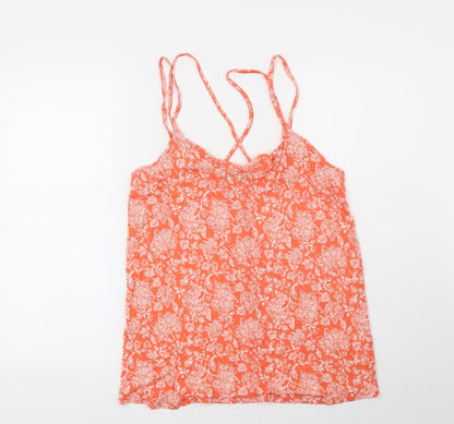 TU Womens Orange Floral  Basic Blouse Size 10