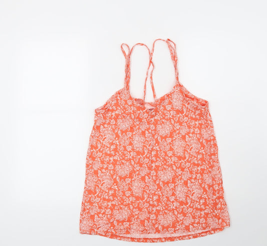 TU Womens Orange Floral  Basic Blouse Size 10