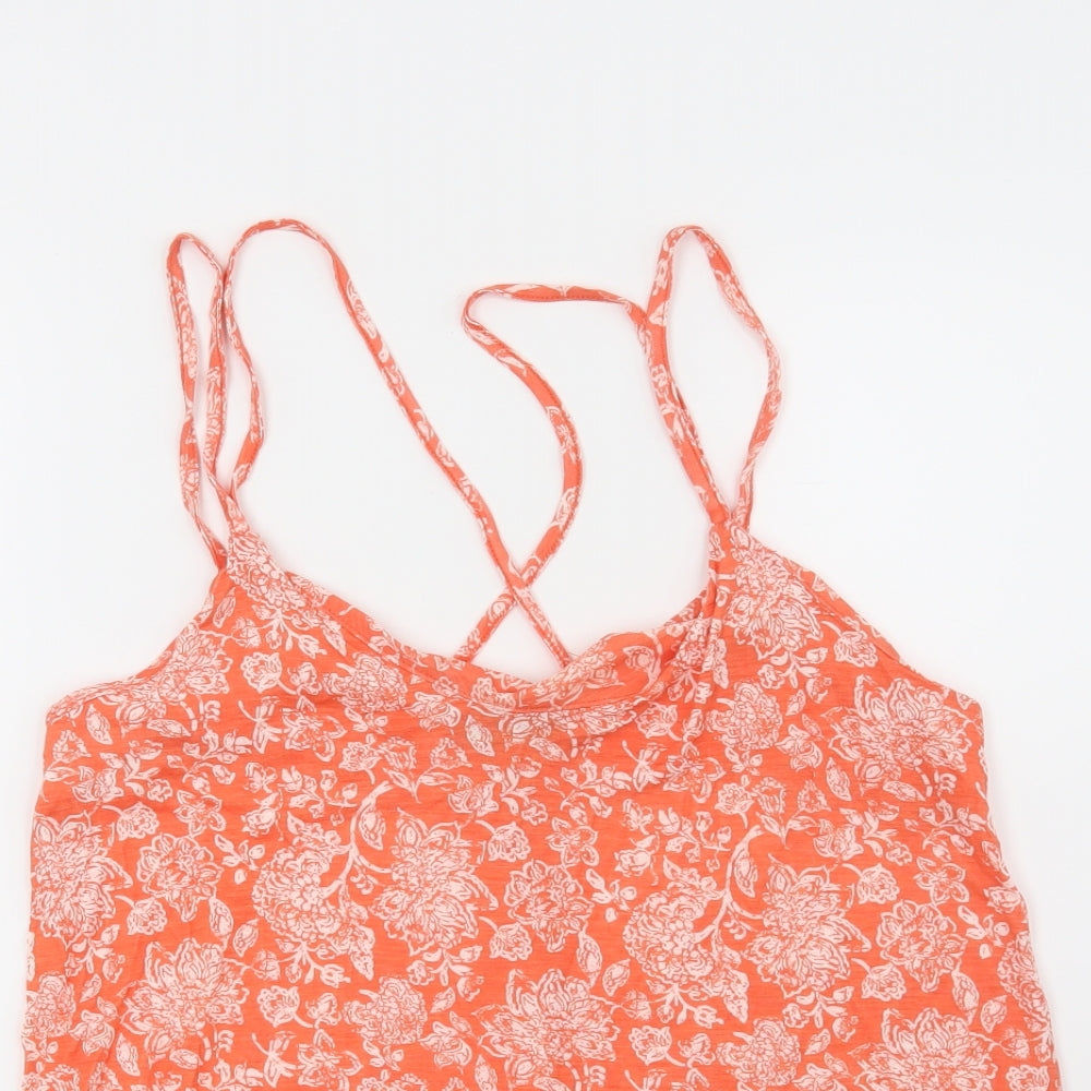 TU Womens Orange Floral  Basic Blouse Size 10