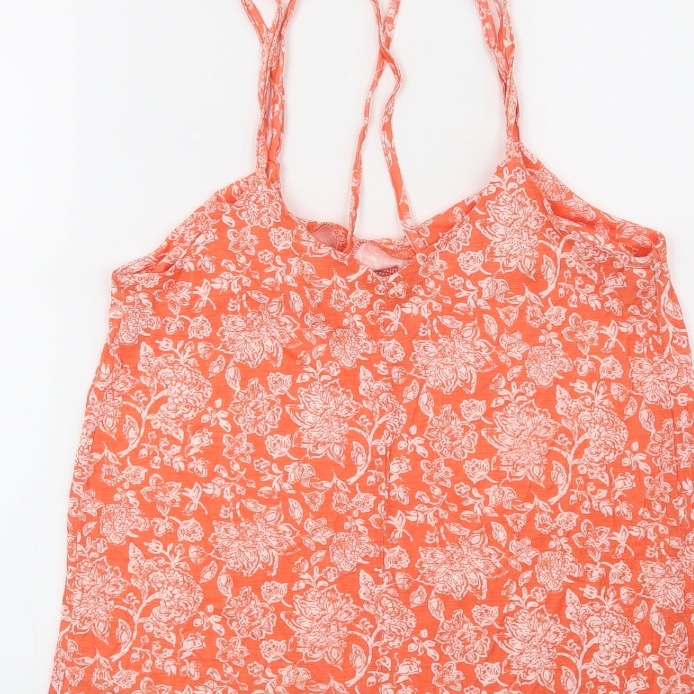 TU Womens Orange Floral  Basic Blouse Size 10