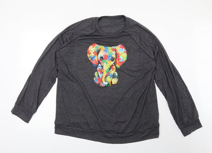 Preworn Womens Grey   Pullover Sweatshirt   - Elephant