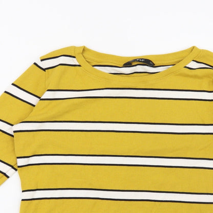 F&F Womens Yellow Striped  Pullover Sweatshirt Size 10