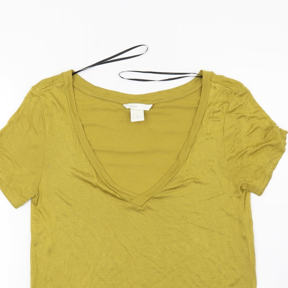 Womens UK Size XS H&M Yellow Basic T-Shirt