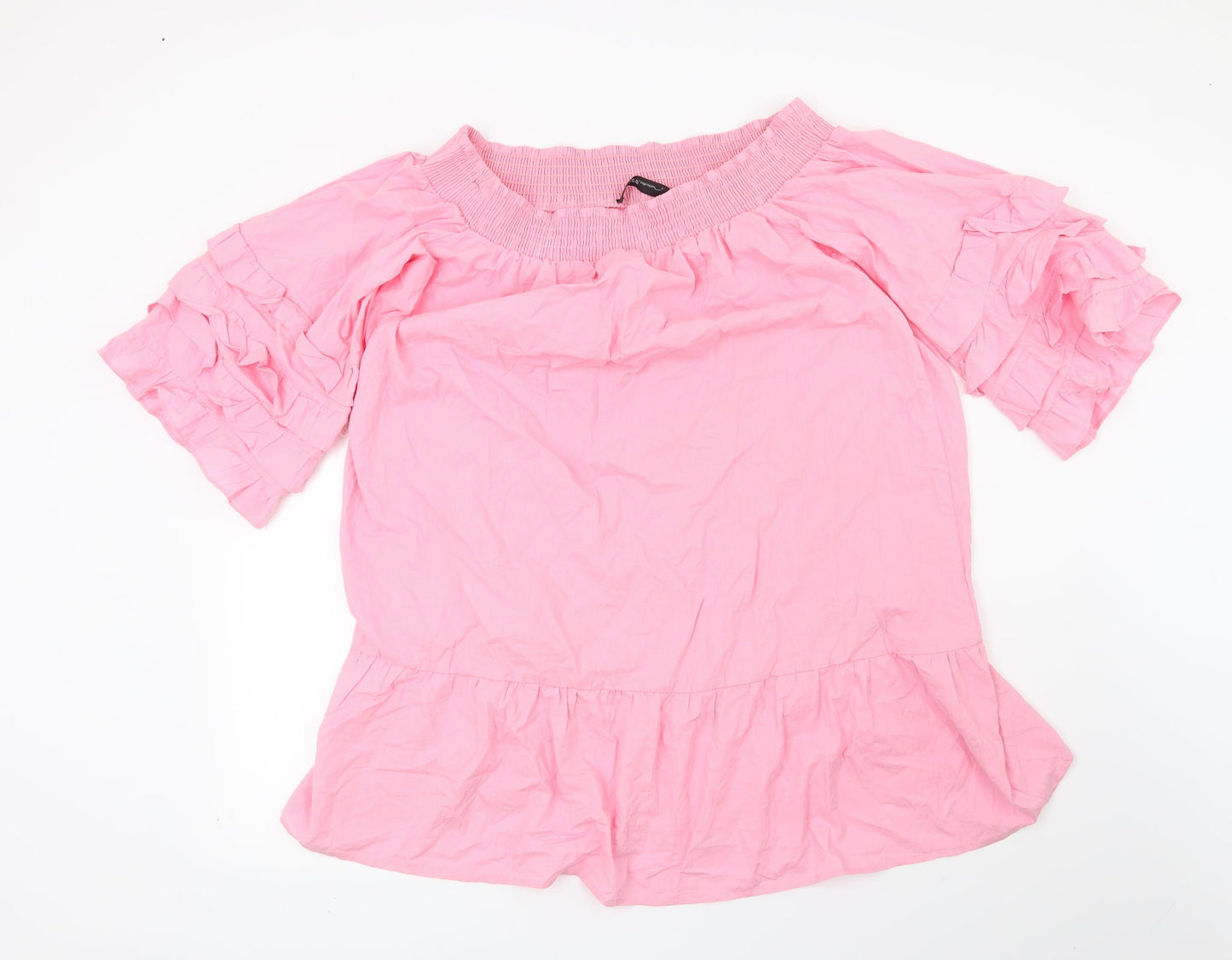 Womens UK Size 2XL Preworn Pink Basic Blouse