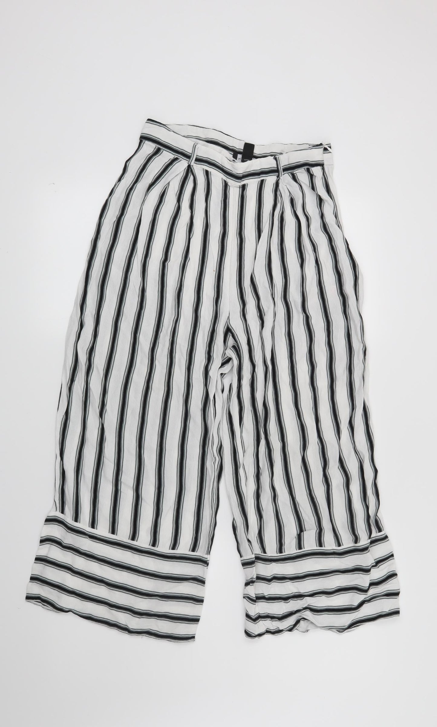 New Look Womens White Striped  Trousers  Size 10 L23 in