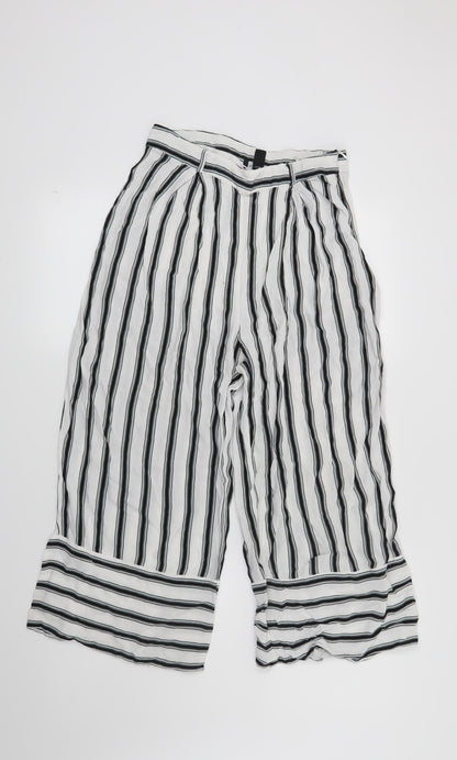 New Look Womens White Striped  Trousers  Size 10 L23 in