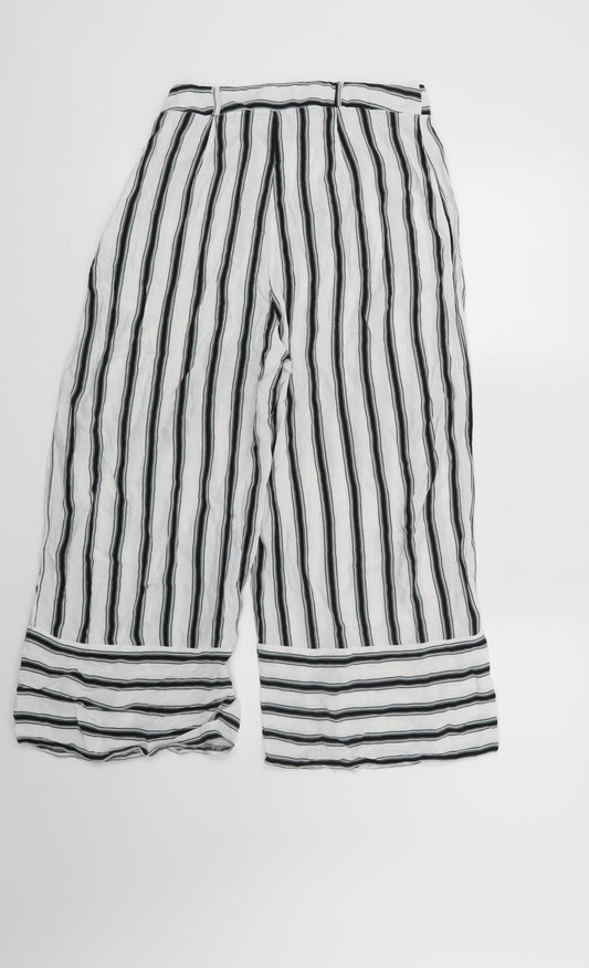New Look Womens White Striped  Trousers  Size 10 L23 in