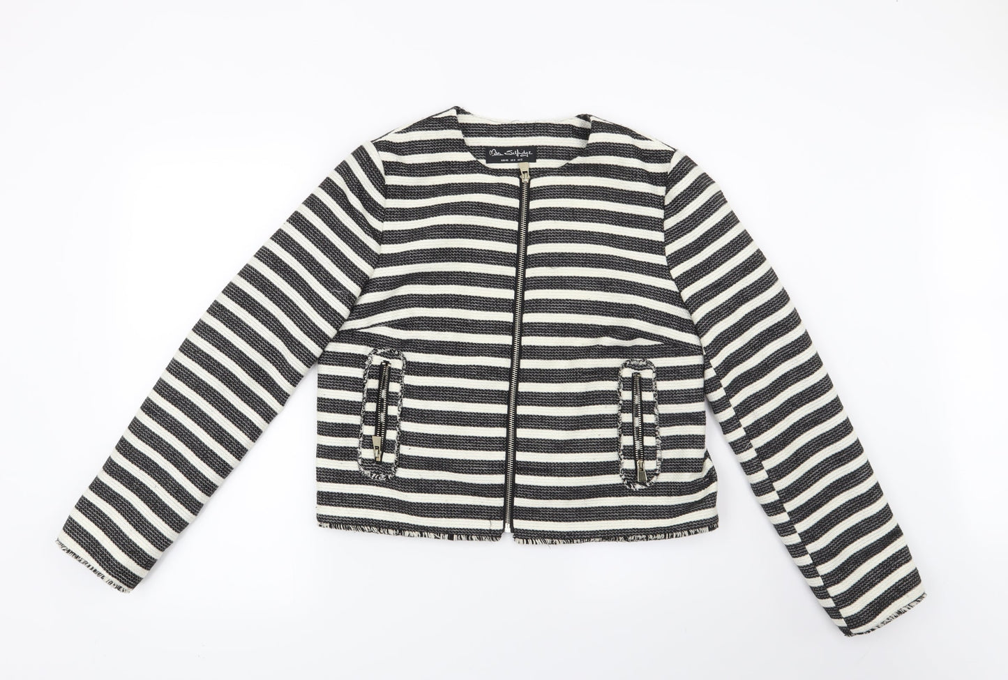 Miss Selfridge Womens White Striped  Jacket Blazer Size 12