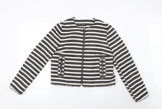 Miss Selfridge Womens White Striped  Jacket Blazer Size 12
