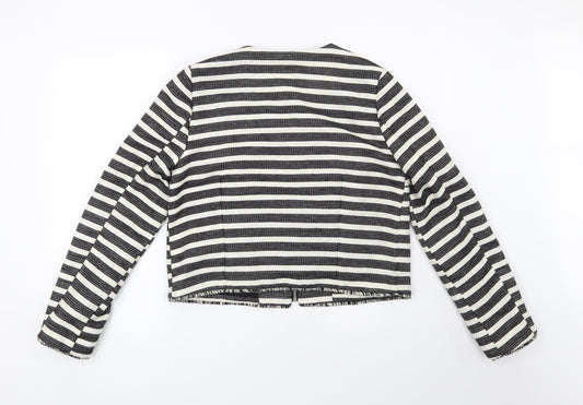 Miss Selfridge Womens White Striped  Jacket Blazer Size 12