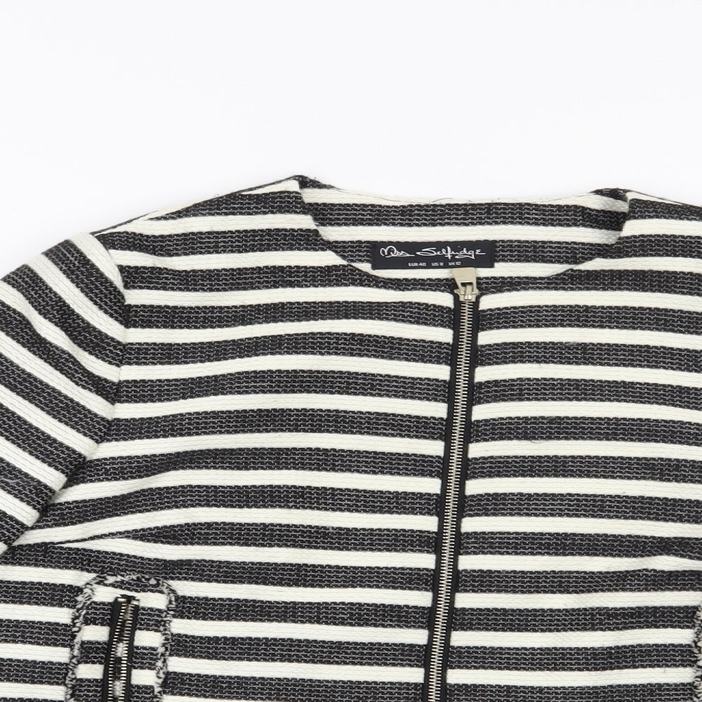 Miss Selfridge Womens White Striped  Jacket Blazer Size 12