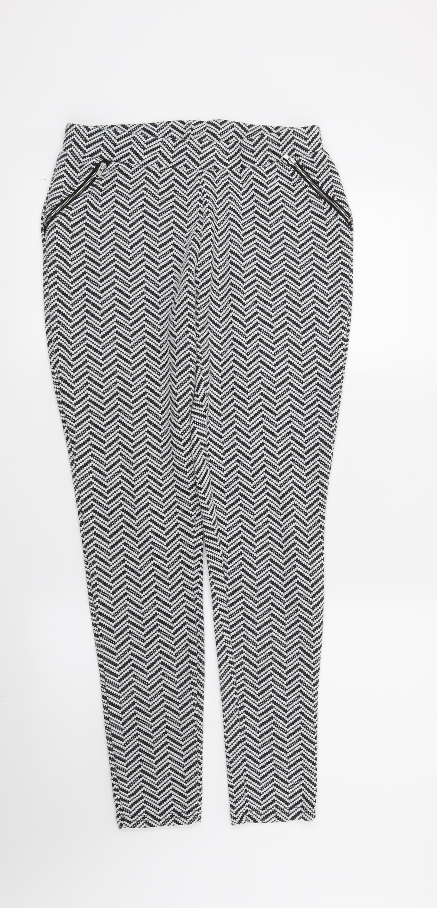 Atmosphere Womens White Geometric  Trousers  Size 10 L29 in