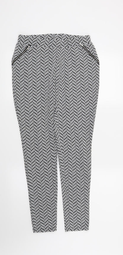 Atmosphere Womens White Geometric  Trousers  Size 10 L29 in