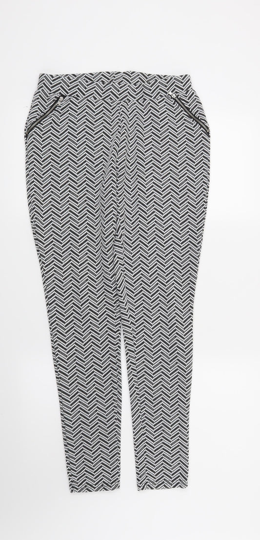 Atmosphere Womens White Geometric  Trousers  Size 10 L29 in