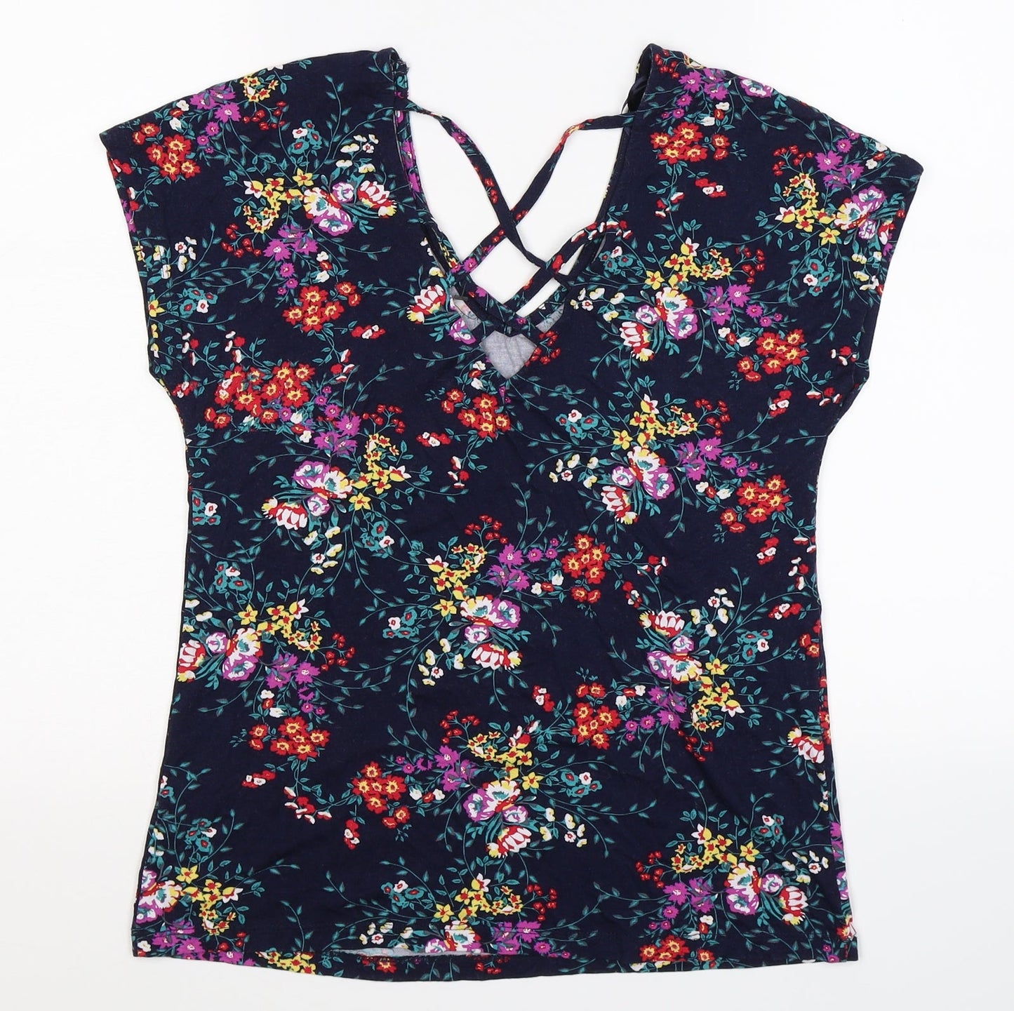 Womens UK Size 10 M&Co Blue Basic T-Shirt