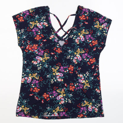 Womens UK Size 10 M&Co Blue Basic T-Shirt