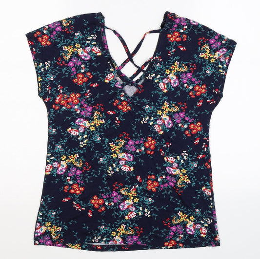 Womens UK Size 10 M&Co Blue Basic T-Shirt