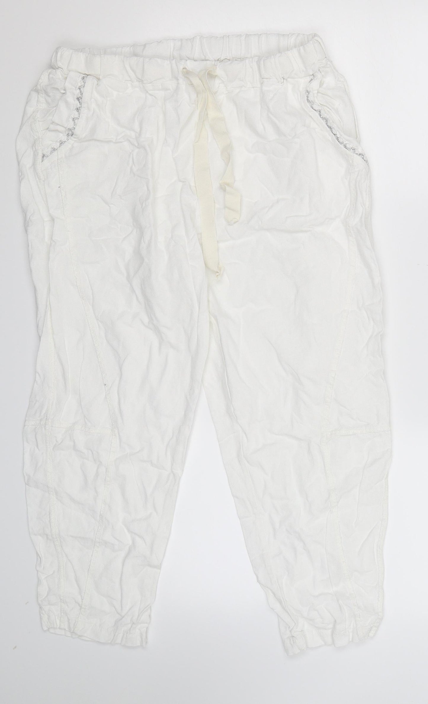 Womens UK Size 32 in Preworn Regular Fit Cropped White Trousers