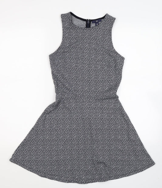 Gap Womens Blue Geometric  Fit & Flare  Size XS