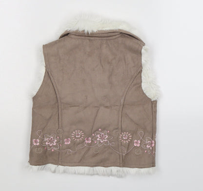 Adams Baby Grey Floral  Gilet Jacket Size 9-12 Months  - Faux Leather