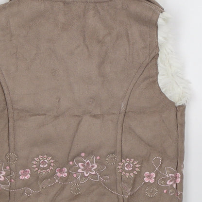 Adams Baby Grey Floral  Gilet Jacket Size 9-12 Months  - Faux Leather