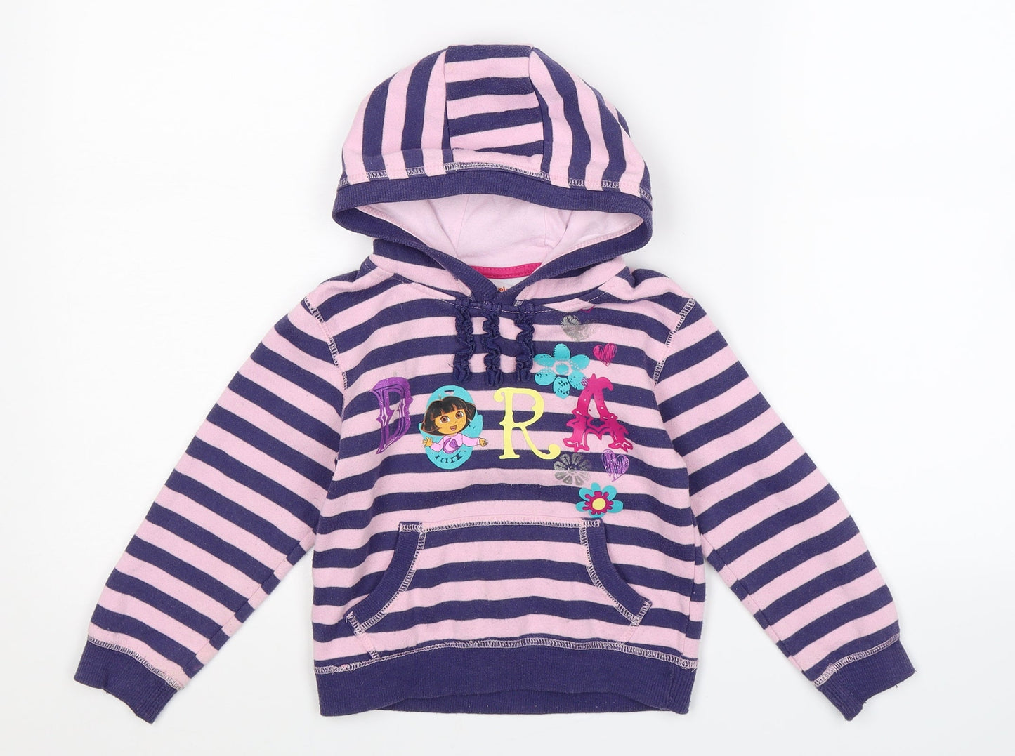 Nickelodeon Girls Multicoloured Striped  Pullover Hoodie Size S  - Dora The Explorer