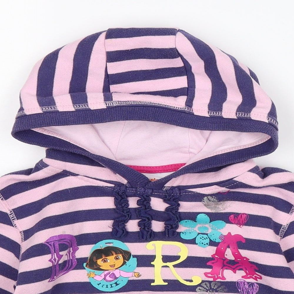 Nickelodeon Girls Multicoloured Striped  Pullover Hoodie Size S  - Dora The Explorer