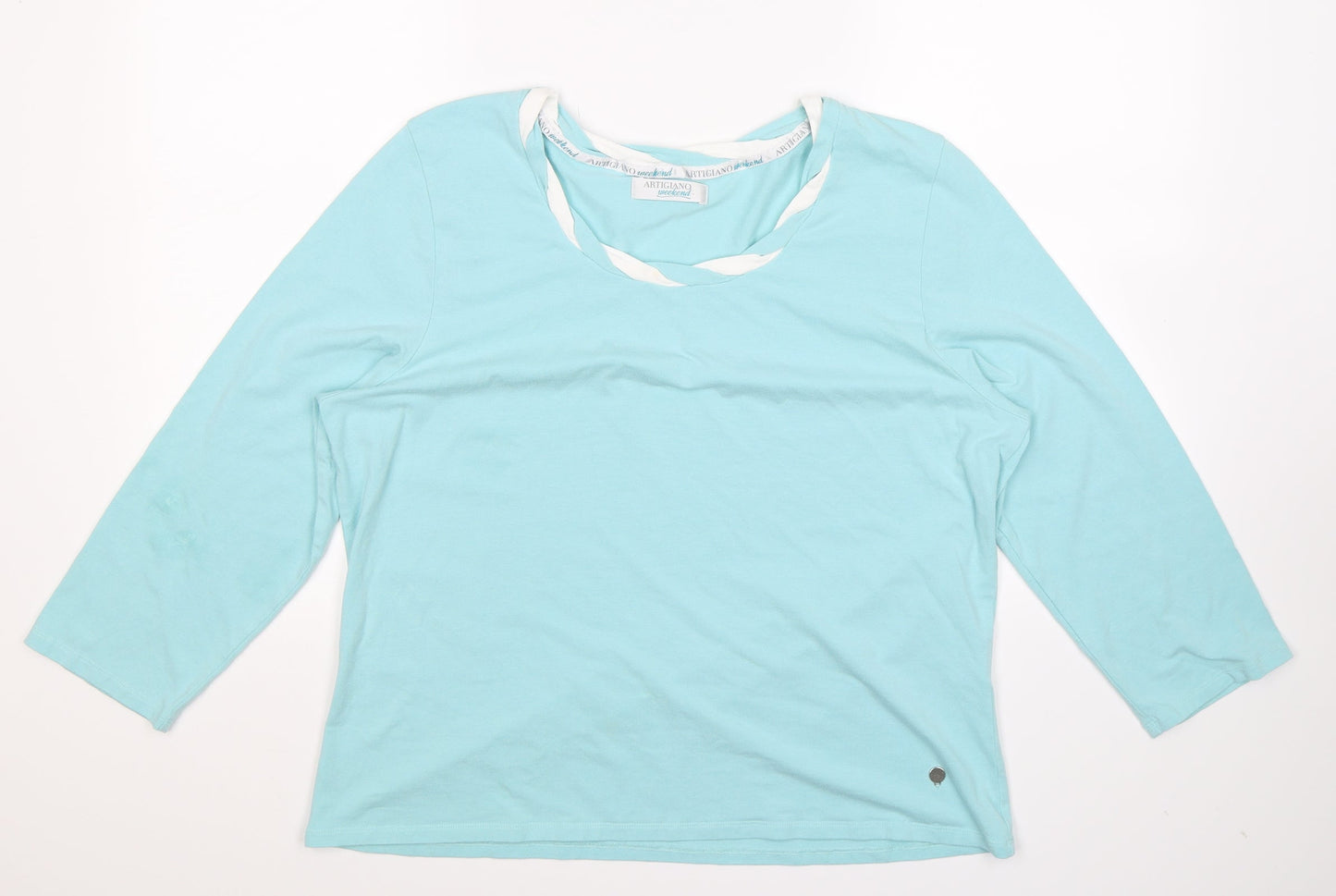 Womens UK Size 22 Artigiano Blue Basic T-Shirt