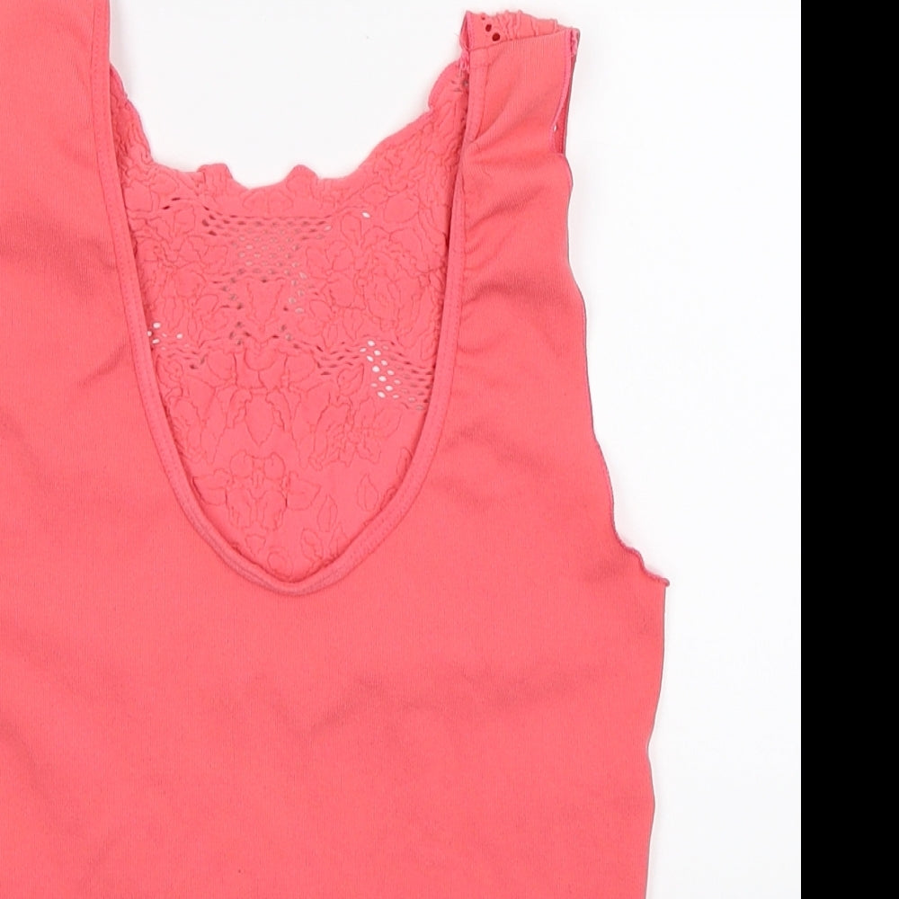 Womens UK Size XS Preworn Pink Basic Tank