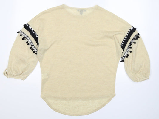 QED London Womens Beige  Knit Pullover Jumper Size S