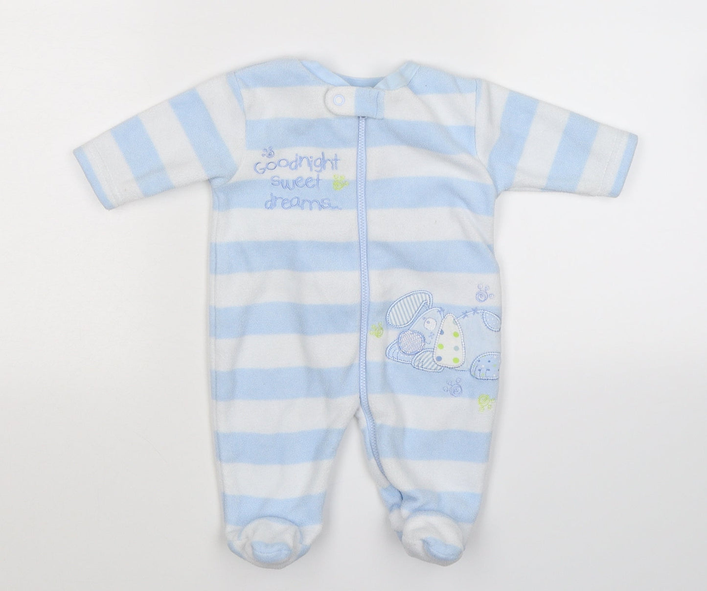 George Boys Blue Striped Fleece Babygrow One-Piece Size Newborn