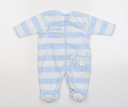 George Boys Blue Striped Fleece Babygrow One-Piece Size Newborn