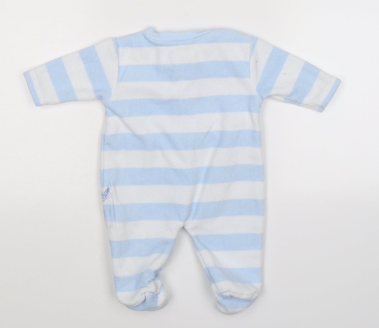 George Boys Blue Striped Fleece Babygrow One-Piece Size Newborn
