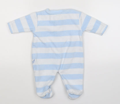 George Boys Blue Striped Fleece Babygrow One-Piece Size Newborn