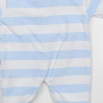 George Boys Blue Striped Fleece Babygrow One-Piece Size Newborn