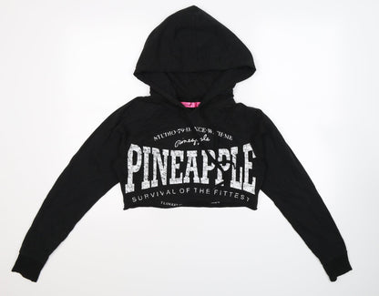 Pineapple Womens Black   Pullover Hoodie Size XS  - Cropped